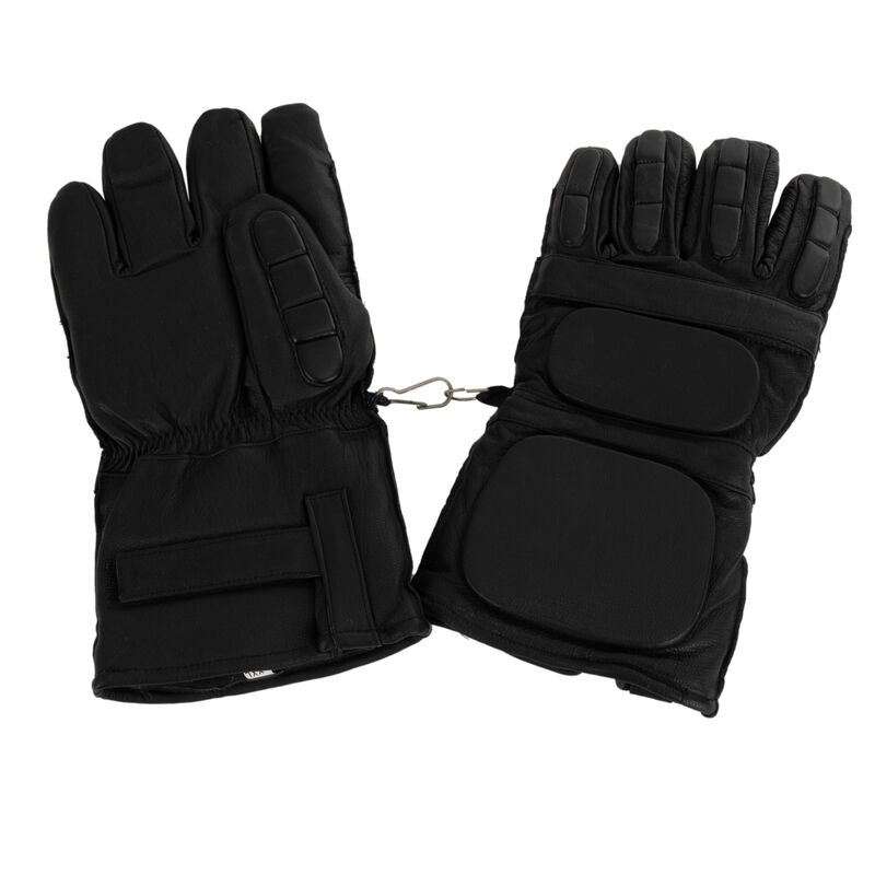 Black Belgian Leather Padded Riot Gloves, , large image number 1